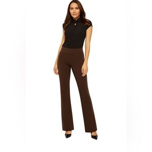 NY&C Whitney Womens Brown High Waisted Pull On Straight Leg Stretch Pant M Tall